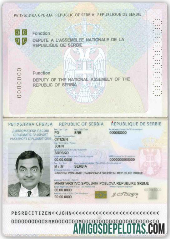 Passaporte Diplomático da Sérvia (2008 2016) exemplo